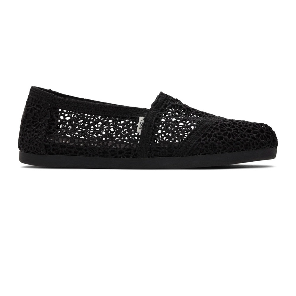Toms Black Moroccan Crochet Loafers Lightweight Flats - Picture 2 of 2